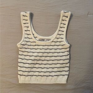 Bershka White and Black Striped Tank Top